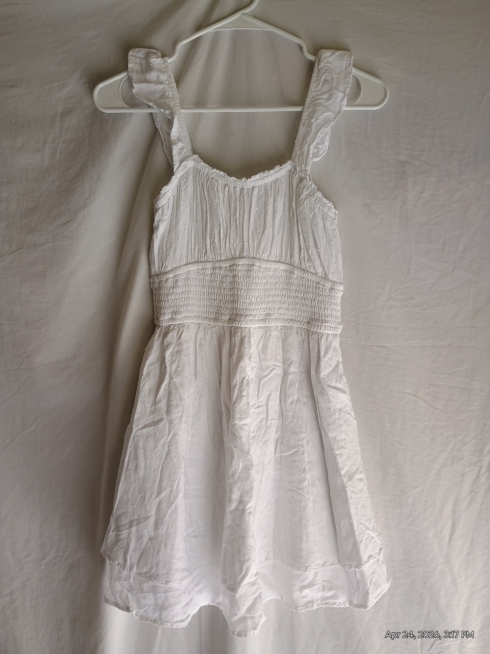 Hollister White Smocked Sundress with Ruffled Straps